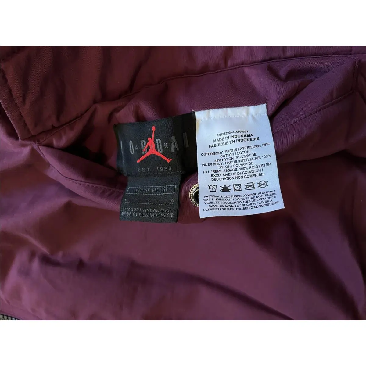 Nike clothing - Air Jordan DA9796-610 - Air - Maroon / Black (UPC: 195243553724) 8