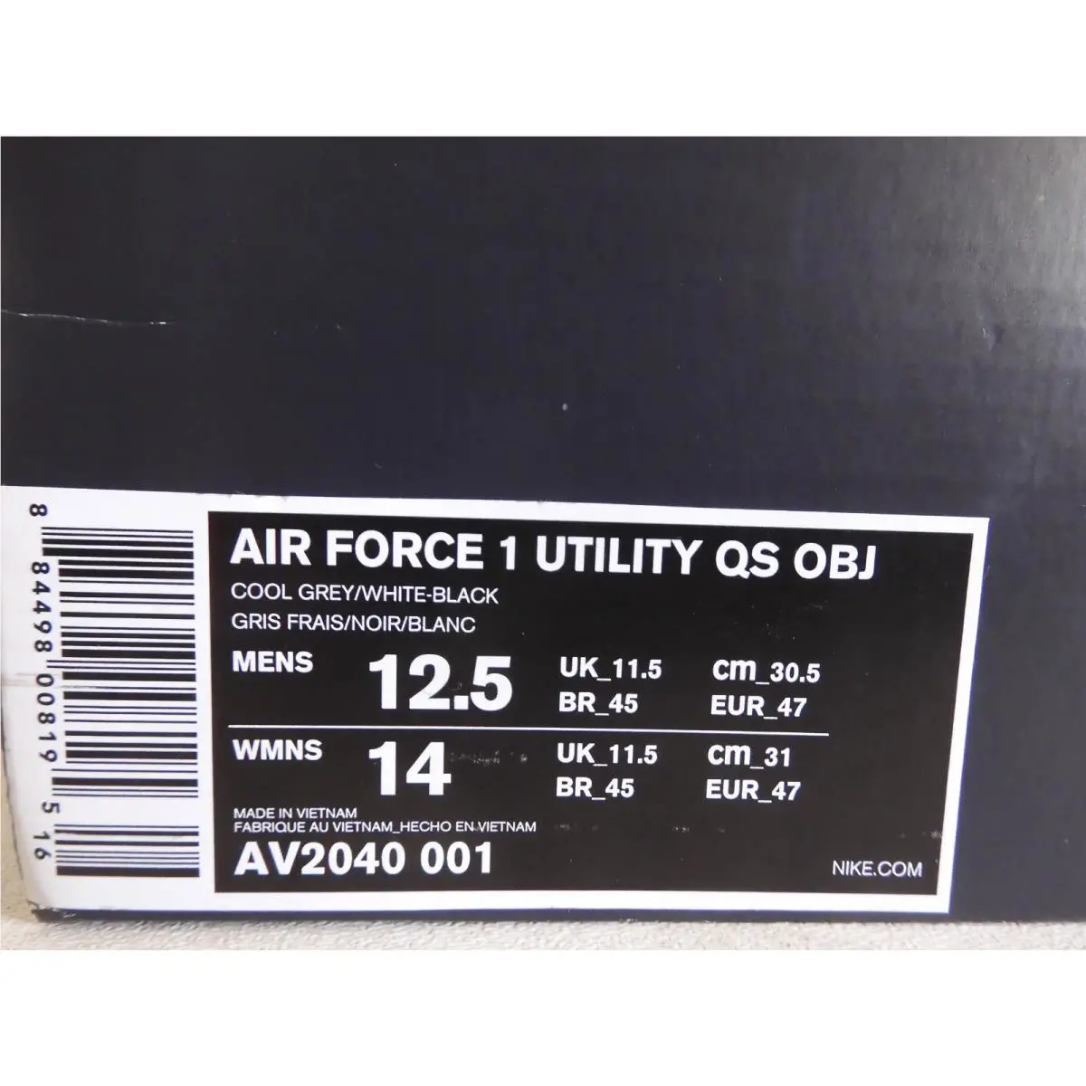 Nike shoes - Nike Air Force 1 Utility QS OBJ - AV2040-001 - Grey (UPC: 884498008195) 3
