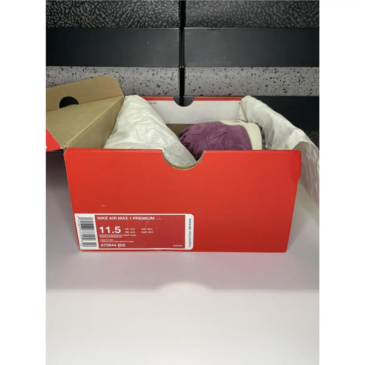 Nike shoes - Nike Air Max 1 Premium - 874844-602 - Bordeaux/Bordeaux-Desert Sand (UPC: 0191887677994) 5