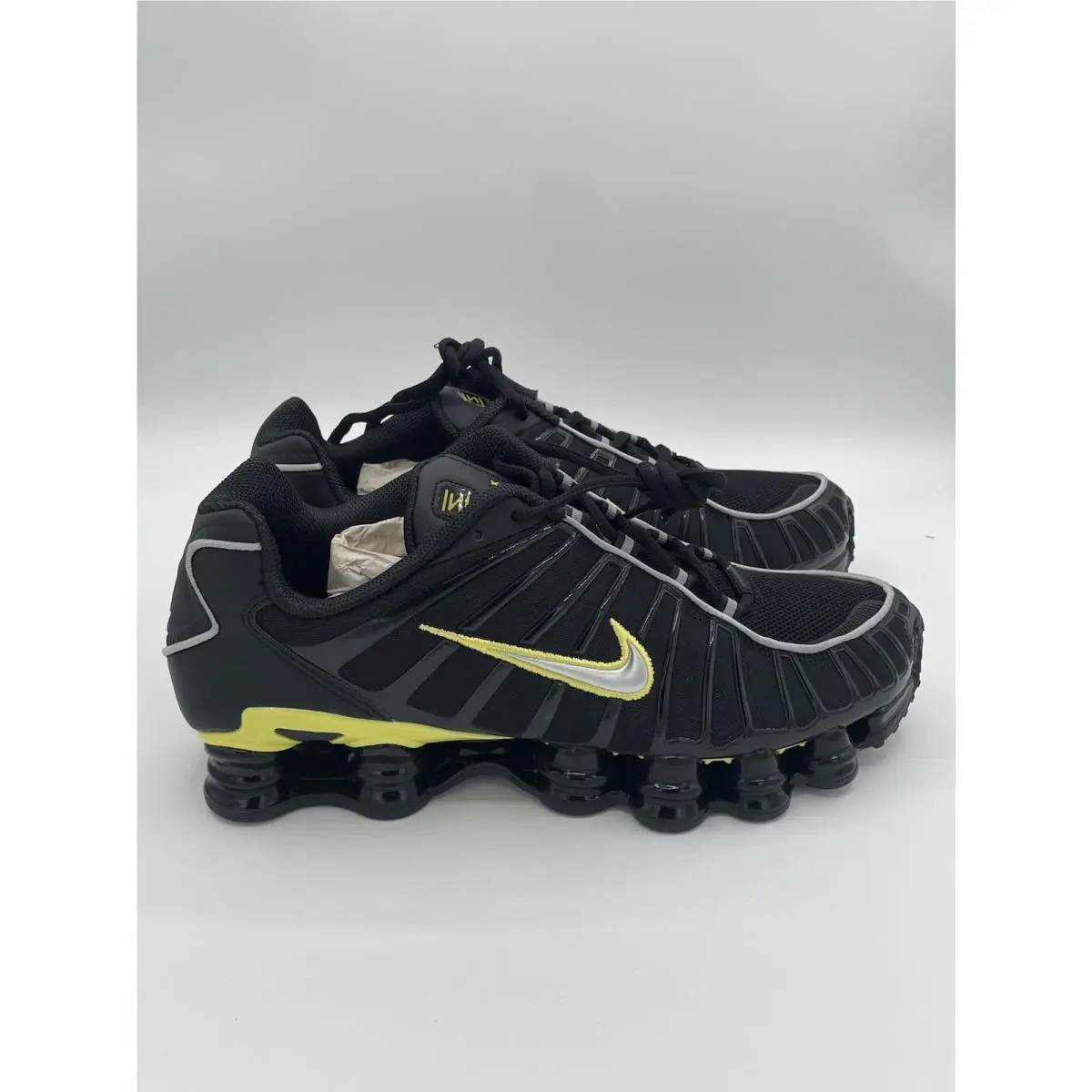 Nike Shox TL Black Dynamic Yellow Silver CN0151 002 Men`s Size 10.5 No Box Lid