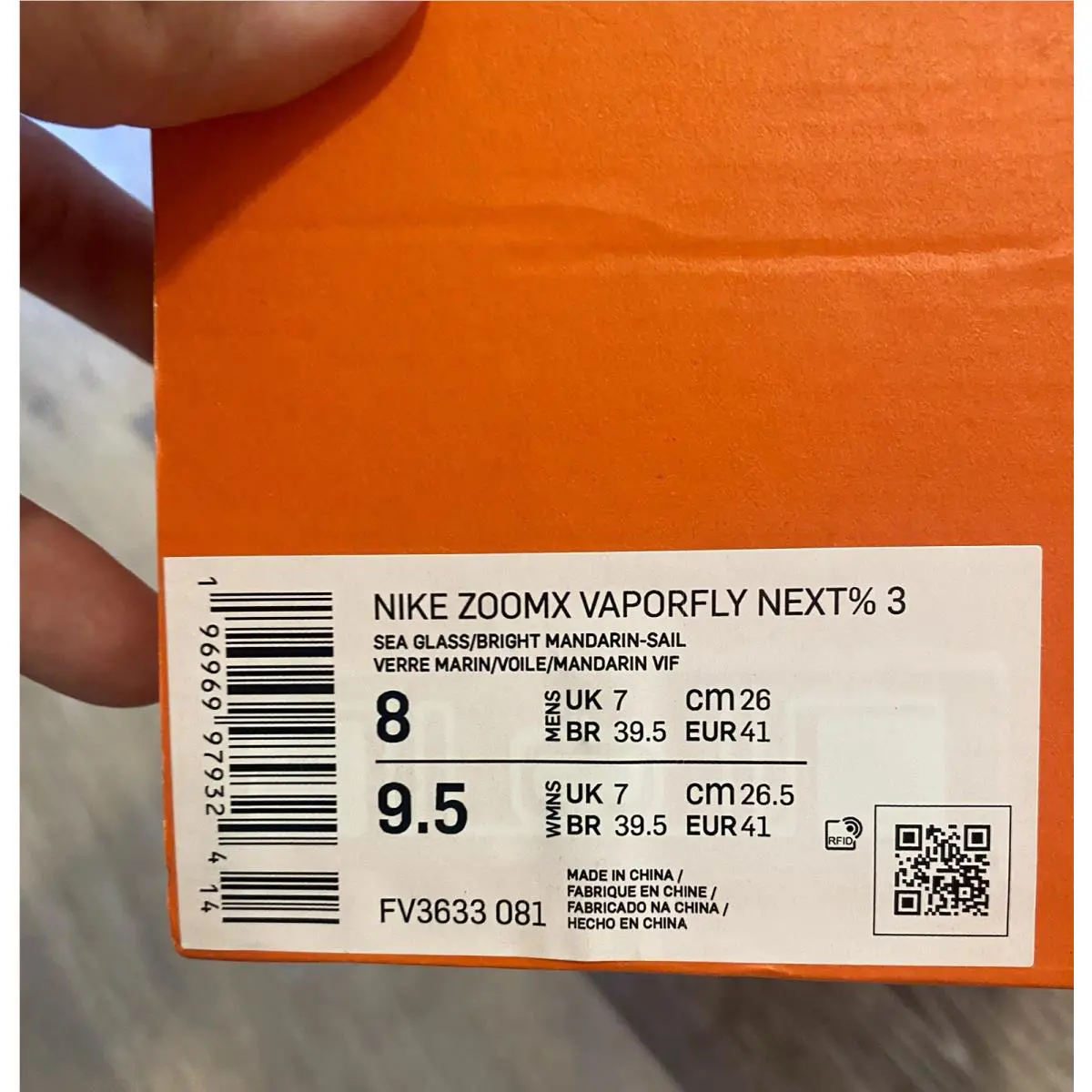 Nike shoes - Zoomx Vaporfly Next% 3 - Zoomx Vaporfly - FV3633-081 - Sea Glass/Sail/Bronzine/Bright Mandarin (UPC: 196969979324) 10