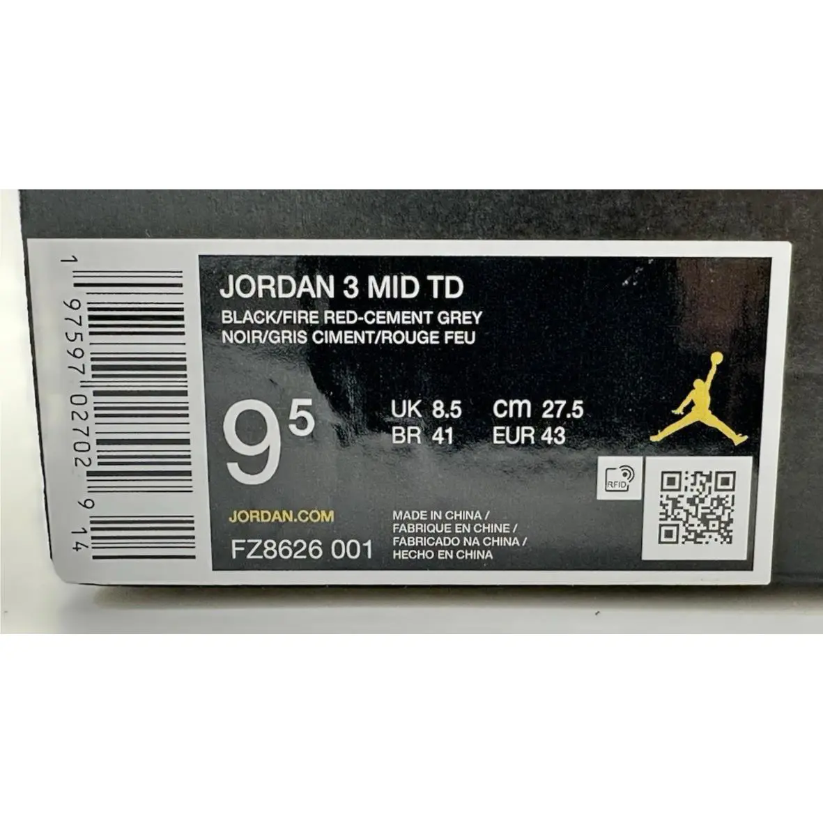Nike shoes - Air Jordan 3 - Air - FZ8626-001 - Black (UPC: 197597027029) 9