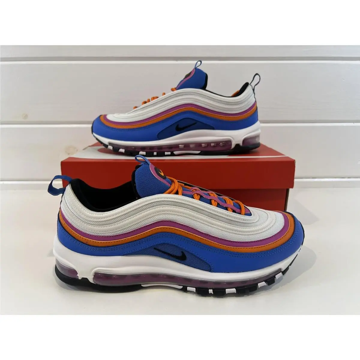 Nike Air Max 97 Multicolor White Black Active Fuchsia CW6992-100 Men`s Size 10.5