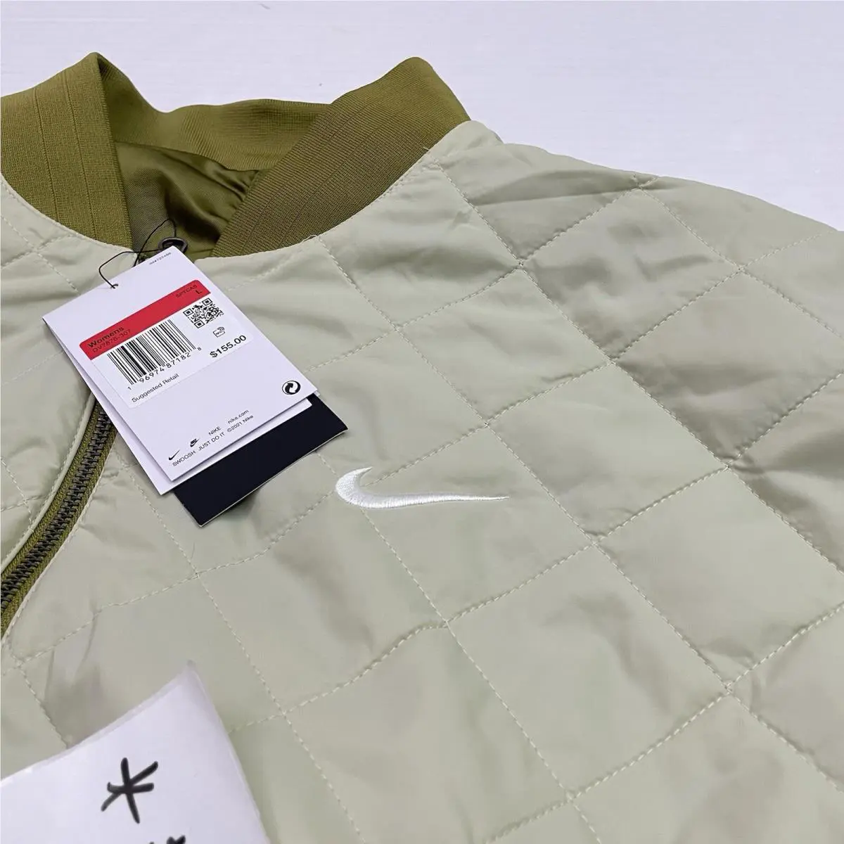 Nike clothing - Nike Air Sportswear Reversible Varsity Bomber Jacket - DV7876 307 - Olive Green (UPC: 196974909644) 9