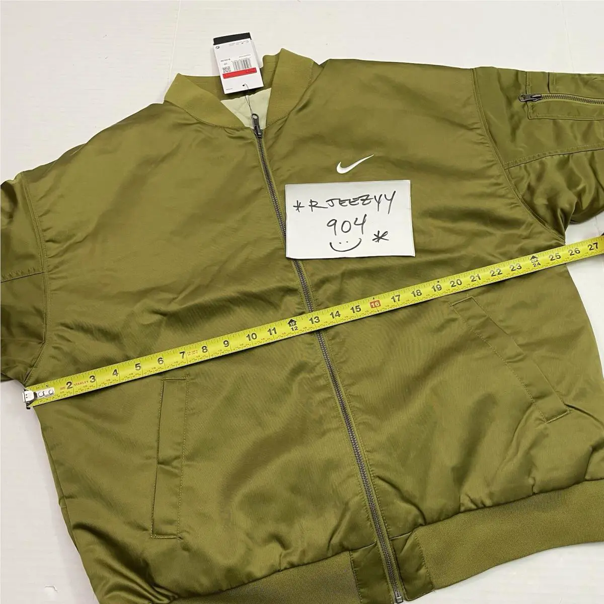 Nike clothing - Nike Air Sportswear Reversible Varsity Bomber Jacket - DV7876 307 - Olive Green (UPC: 196974909644) 13