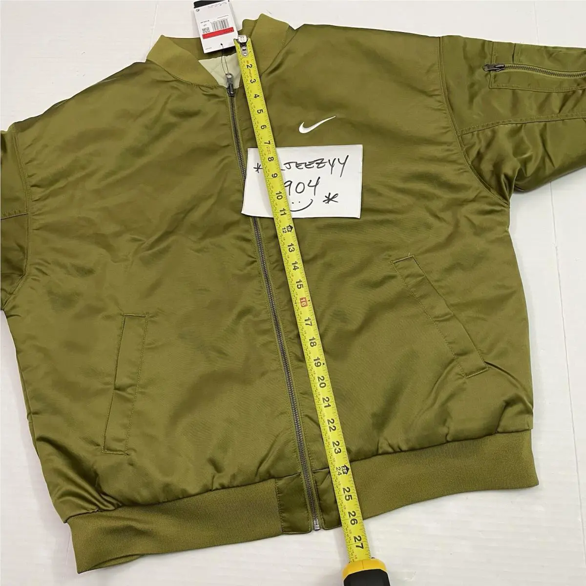 Nike clothing - Nike Air Sportswear Reversible Varsity Bomber Jacket - DV7876 307 - Olive Green (UPC: 196974909644) 14