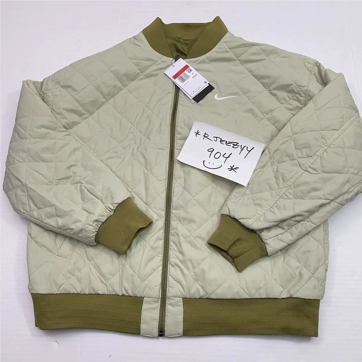 Nike clothing - Nike Air Sportswear Reversible Varsity Bomber Jacket - DV7876 307 - Olive Green (UPC: 196974909644) 6