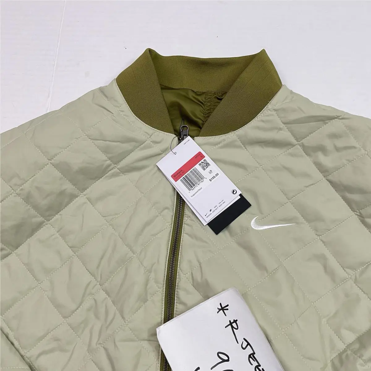 Nike clothing - Nike Air Sportswear Reversible Varsity Bomber Jacket - DV7876 307 - Olive Green (UPC: 196974909644) 7