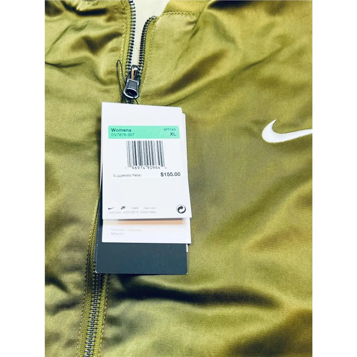 Nike clothing - Nike Air Sportswear Reversible Varsity Bomber Jacket - DV7876 307 - Olive Green (UPC: 196974909644) 9