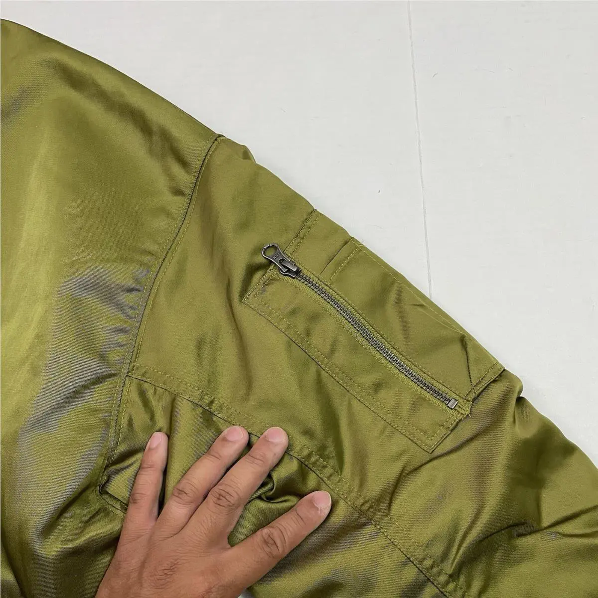 Nike clothing - Nike Air Sportswear Reversible Varsity Bomber Jacket - DV7876 307 - Olive Green (UPC: 196974909644) 4