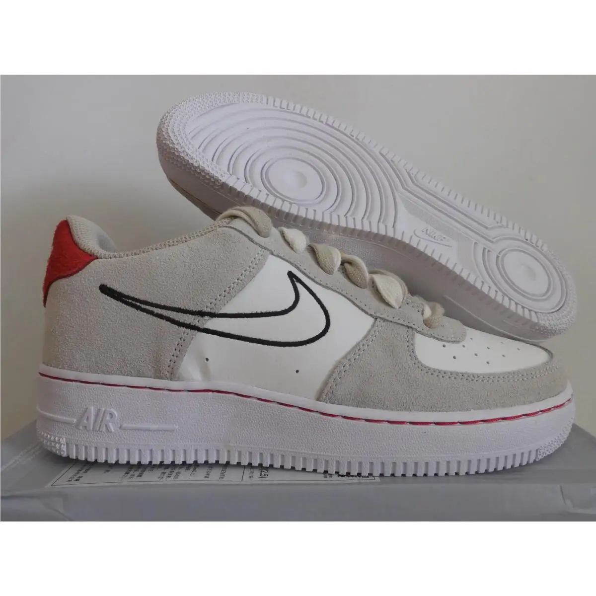 Nike Air Force 1 LV8 S50 GS Light Stone Grey-black-sail Sz 7Y DB1561-100