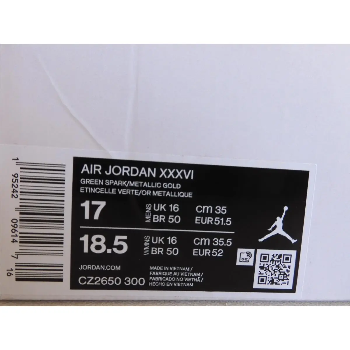 Nike shoes - Air Jordan 36 - Air - CZ2650-300 - Green Spark Metallic Gold 3