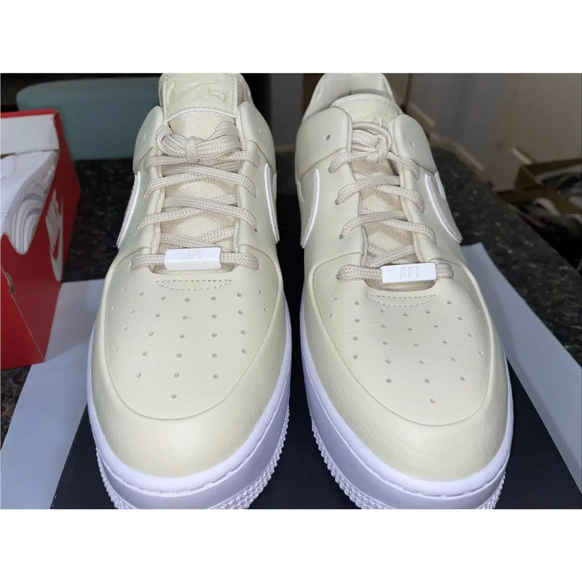 Nike shoes - Nike Air Force 1 SAGE LOW - CJ1642 200 - FOSSIL WHITE 3