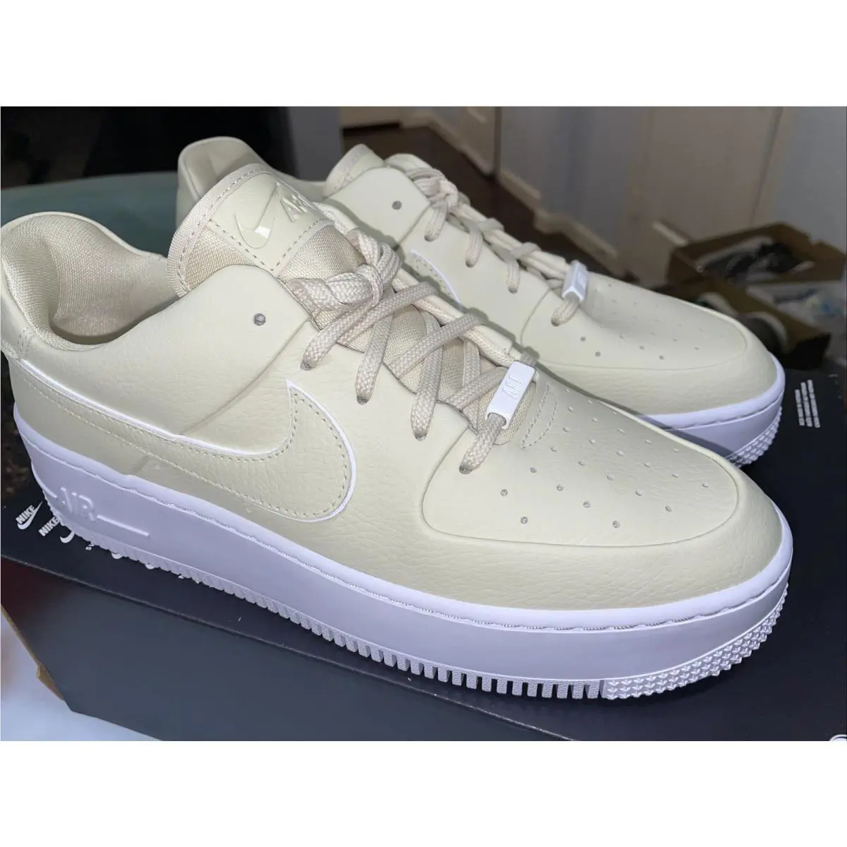 Nike shoes - Nike Air Force 1 SAGE LOW - CJ1642 200 - FOSSIL WHITE 4