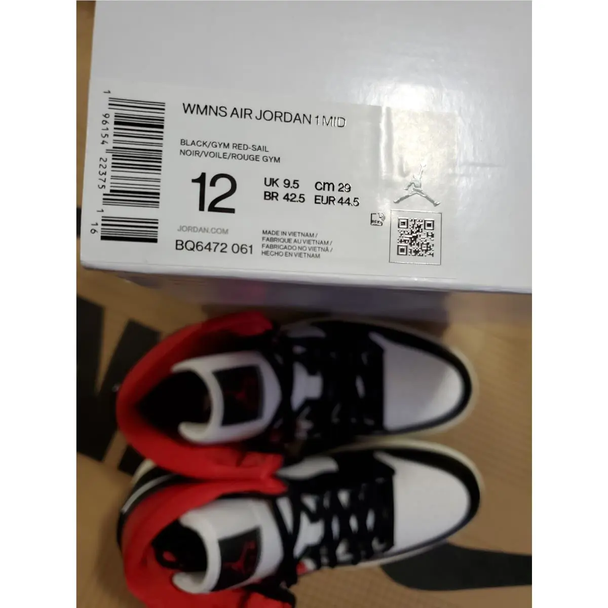 Nike shoes - Nike Air Jordan 1 - Air - BQ6472-061 - Black/Gym Red/Sail 5