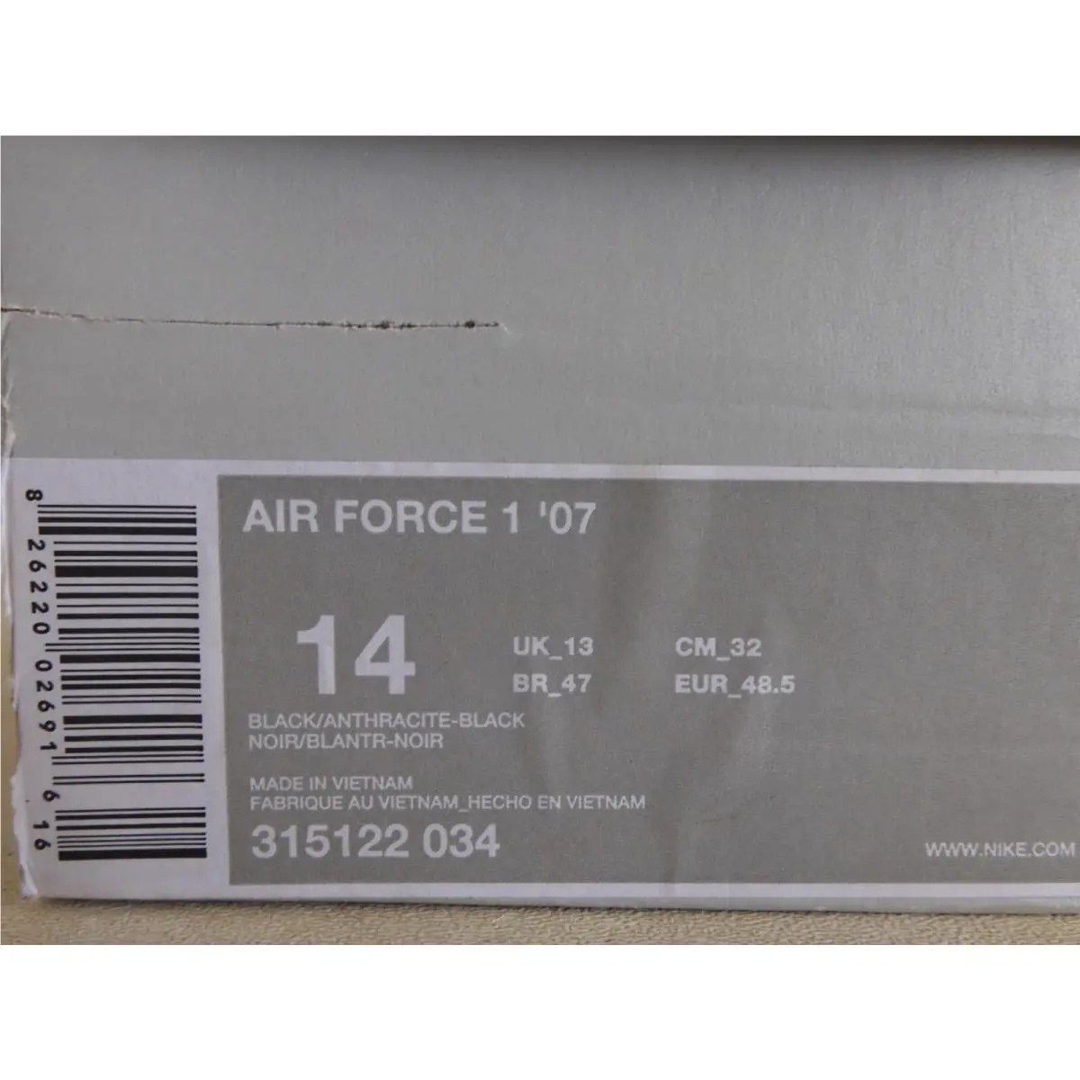Nike shoes - Nike Air Force 1 `07 - 315122-034 - Black (UPC: 826220026916) 5