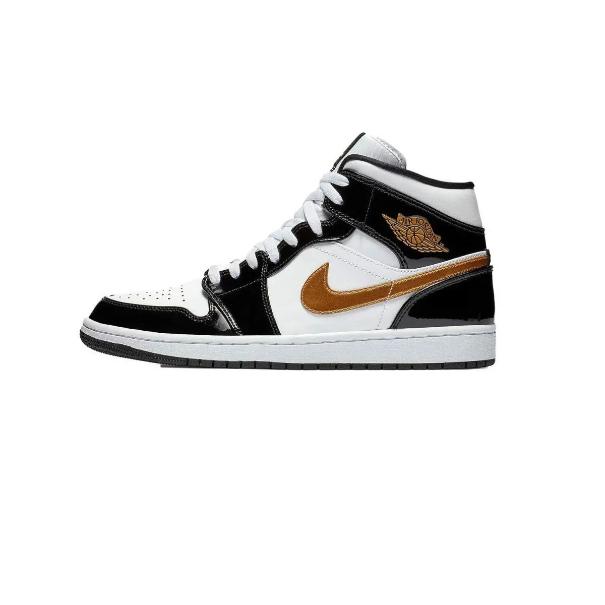 Nike Men`s Air Jordan 1 Mid SE Black/white/gold 852542-007 Size: 11