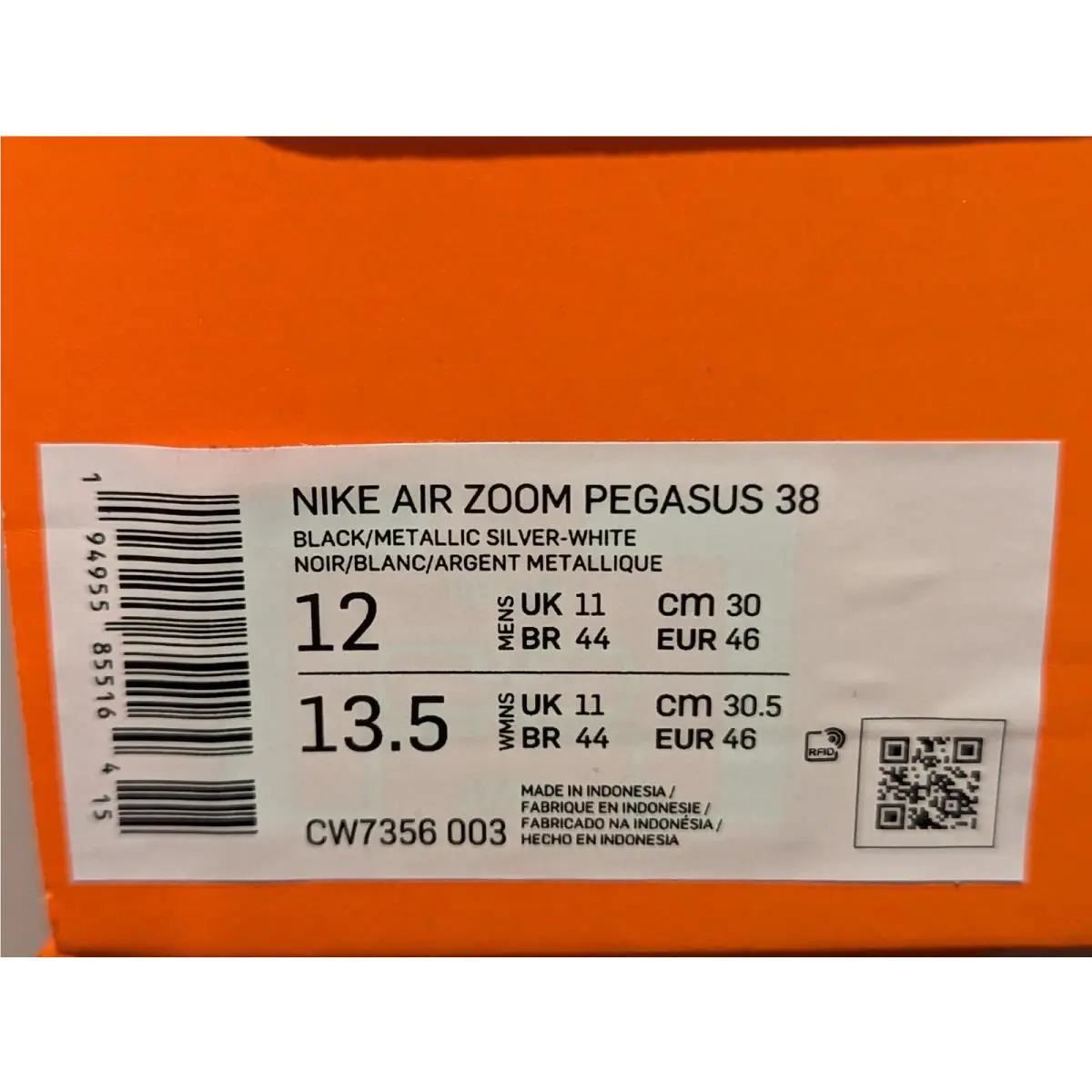 Nike shoes - Nike Pegasus 38 - Pegasus - BLACK/METALLIC SILVER/WHITE 4