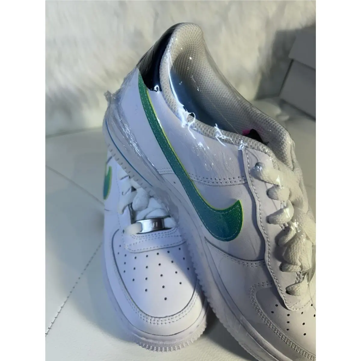 Nike shoes - Air Force 1 LV8 - Air Force - DJ5154-100 - White Green Strike Aquamarine 9