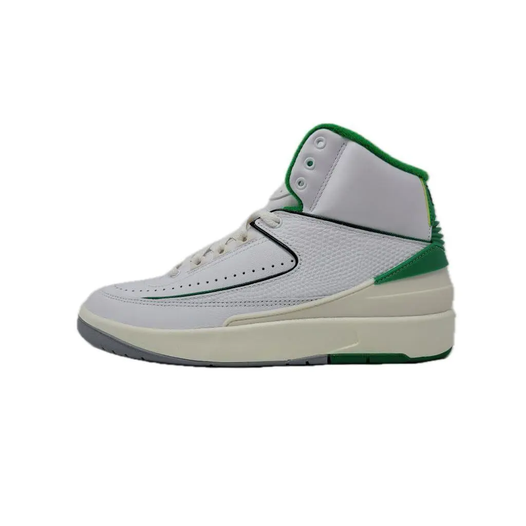 Air Jordan 2 Retro GS `lucky Green` White Basketball Shoes Youth Kid Boy 5Y - Green