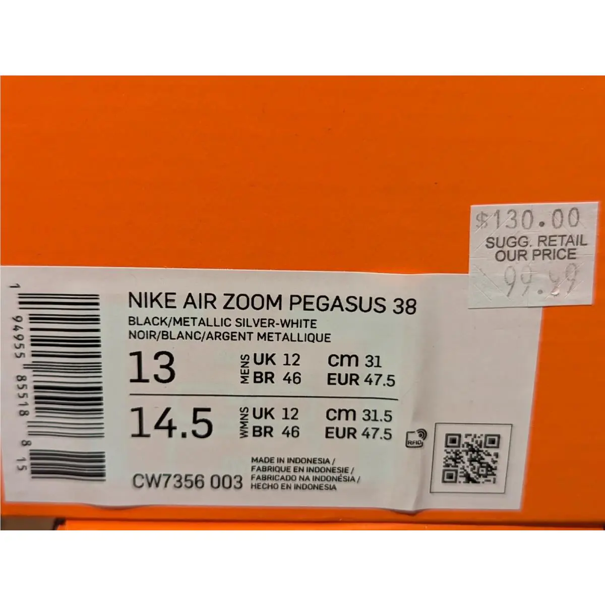 Nike shoes - Nike Pegasus 38 - Pegasus - BLACK/METALLIC SILVER/WHITE 4