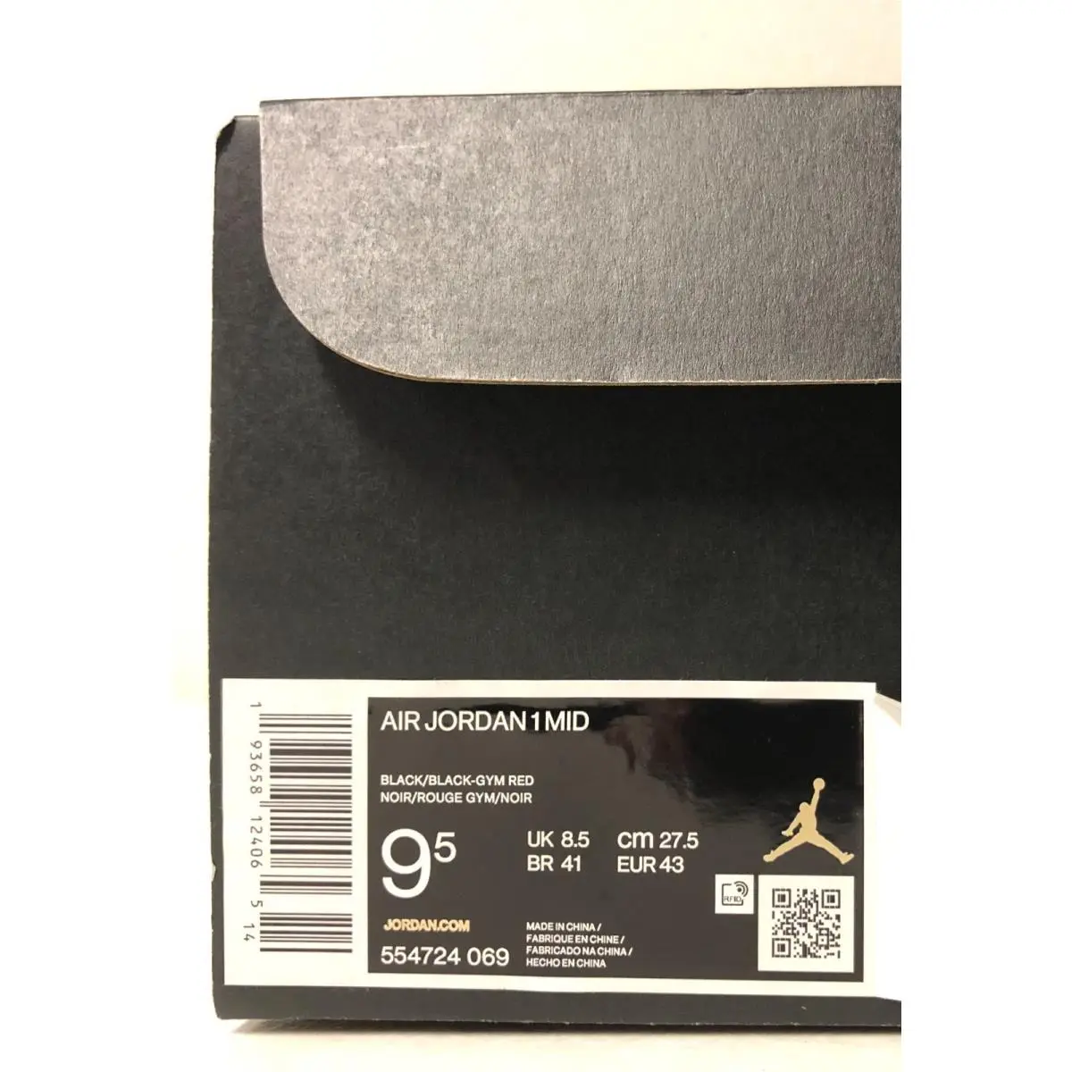 Nike shoes - Air Jordan 1 Mid - Air Mid - 554724-069 - Black/Black-Gym Red (UPC: 193658124065) 6