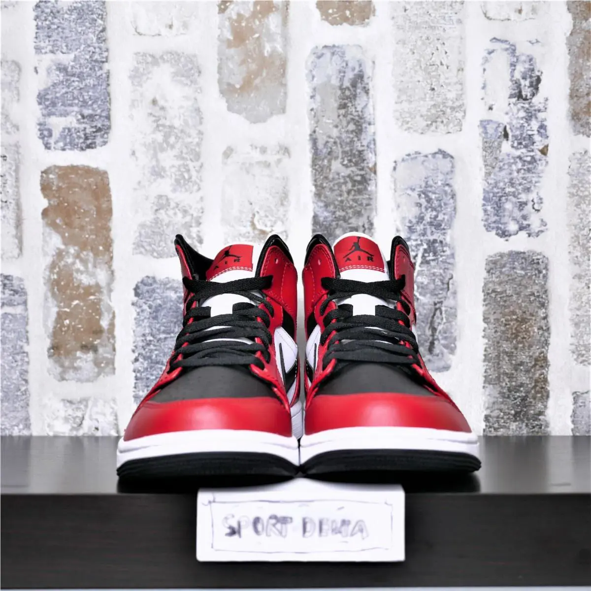 Nike shoes - Air Jordan 1 Mid - Air Mid - 554724-069 - Black/Black-Gym Red (UPC: 193658124065) 2