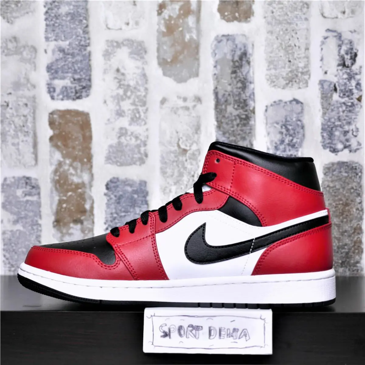 Nike shoes - Air Jordan 1 Mid - Air Mid - 554724-069 - Black/Black-Gym Red (UPC: 193658124065) 1