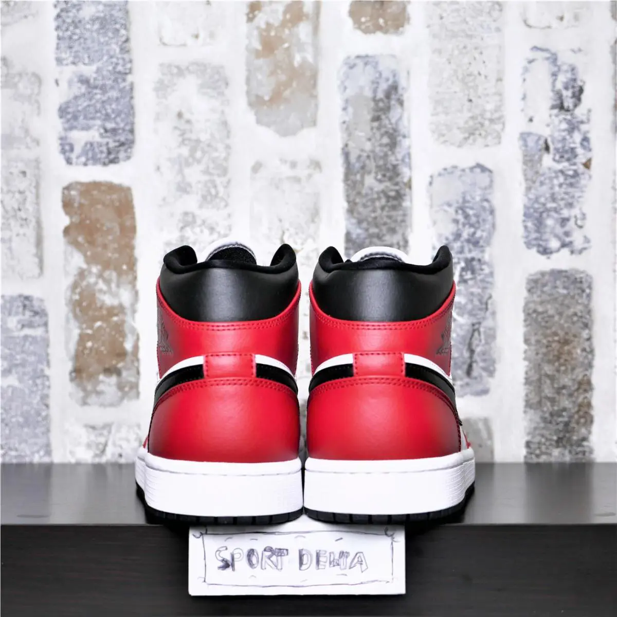 Nike shoes - Air Jordan 1 Mid - Air Mid - 554724-069 - Black/Black-Gym Red (UPC: 193658124065) 3