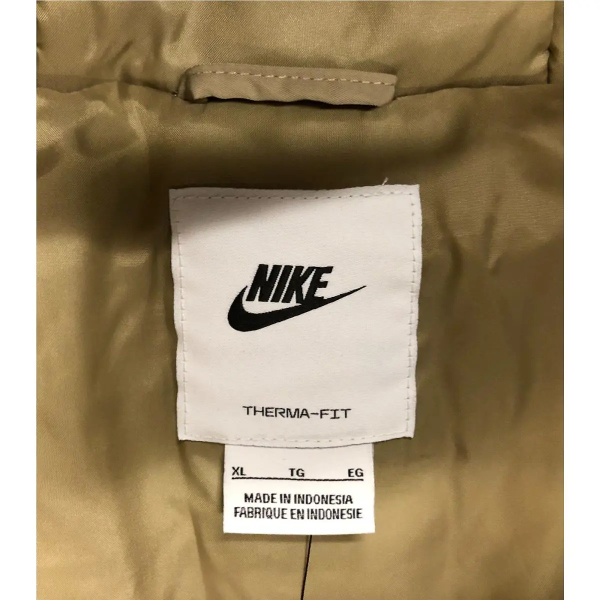 Nike clothing - Nike Sportswear Club Therma-FIT Parka - Khaki/Khaki-Black-White (UPC: 197596564563) 7