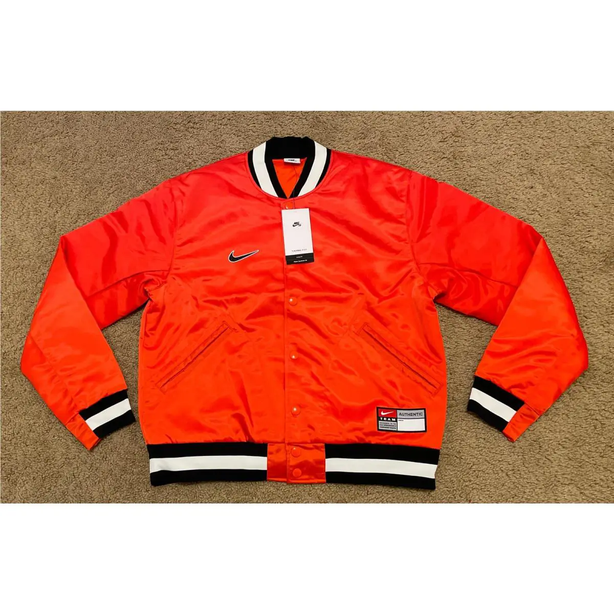 Nike SB Varsity Skate Button Up Jacket Orange DQ6279-891 Men Sz S