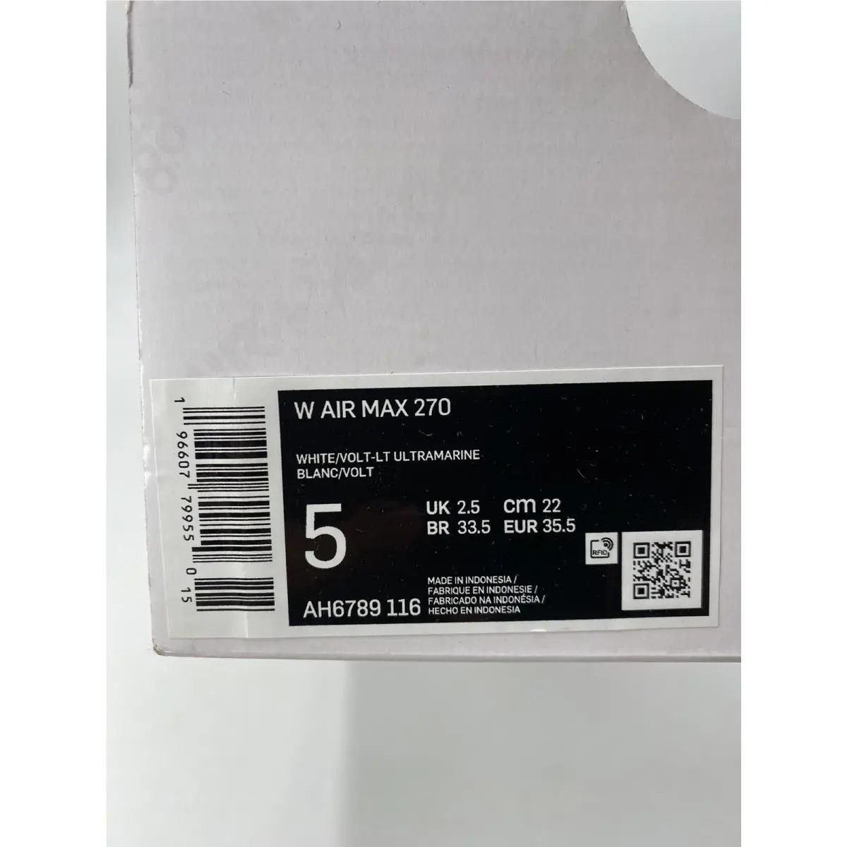 Nike shoes - Nike Air Max 270 - Air Max - AH6789 116 - White/Volt-Lt Ultramarine (UPC: 196607799550) 6