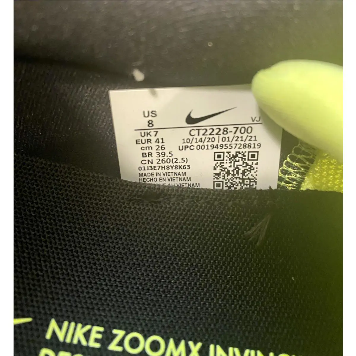 Nike shoes - Nike ZoomX Invincible Run Flyknit - CT2228-700 - Volt/Barely Volt/Black (UPC: 194955728819) 10