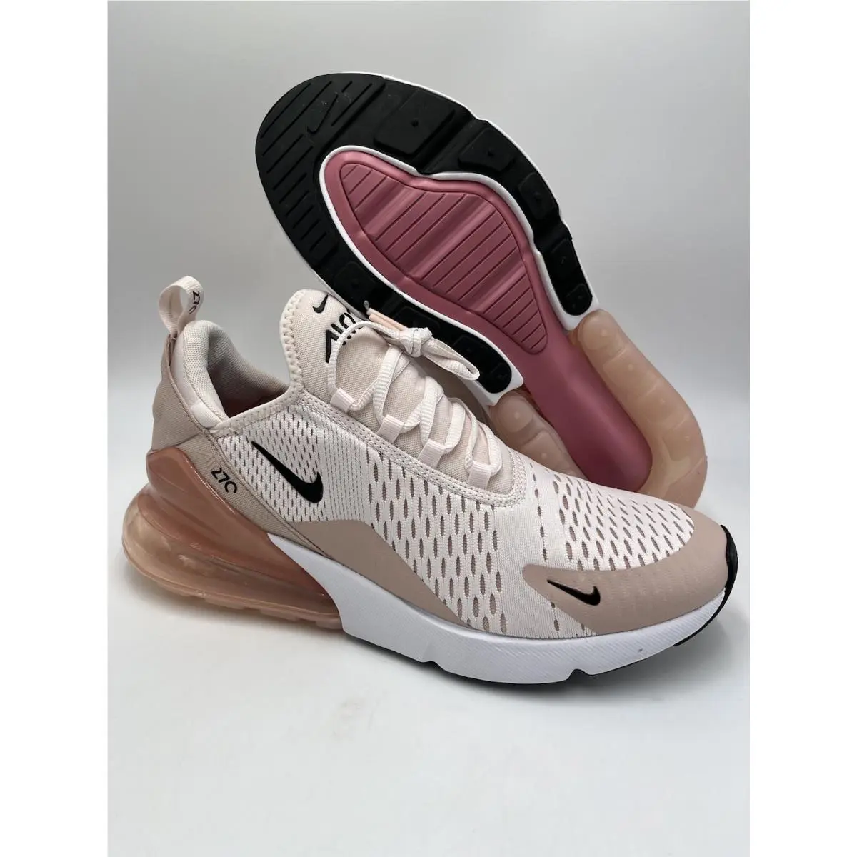 Nike Air Max 270 Soft Pink Black White AH6789-604 Women`s Sz 11.5/Men`s Sz 10