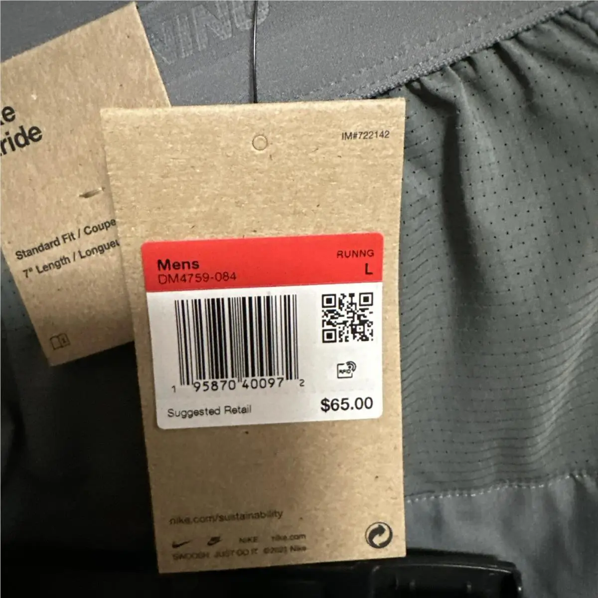 Nike clothing - 7 inch 2in1 - inch - CJ5471068LARGE - Gray and black (UPC: 193658933315) 0