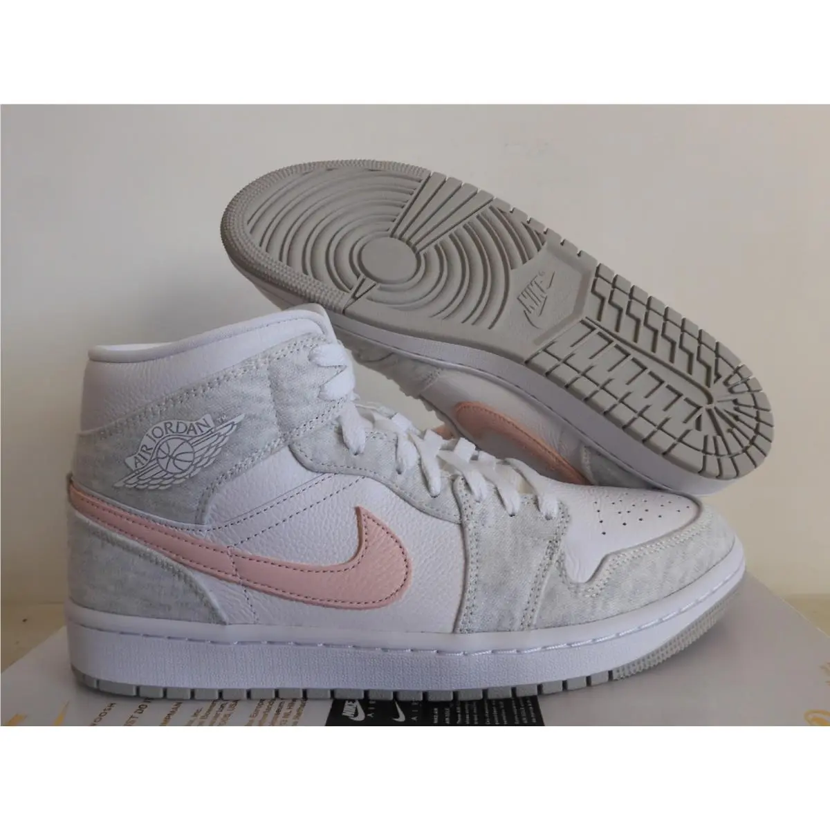 Nike Air Jordan 1 Mid Se Iron Ore-atmosphere Pink-wht Womens Sz 11 DN4045-001