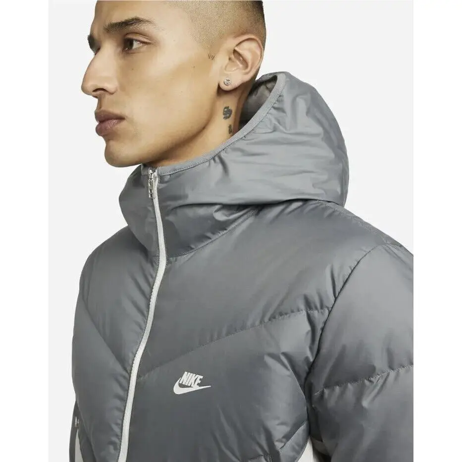 Nike clothing - Nike Sportswear Storm-Fit Windrunner Down-Fill Jac - Smoke Grey/Light Bone/Sail/Sail (UPC: 195239062469) 8