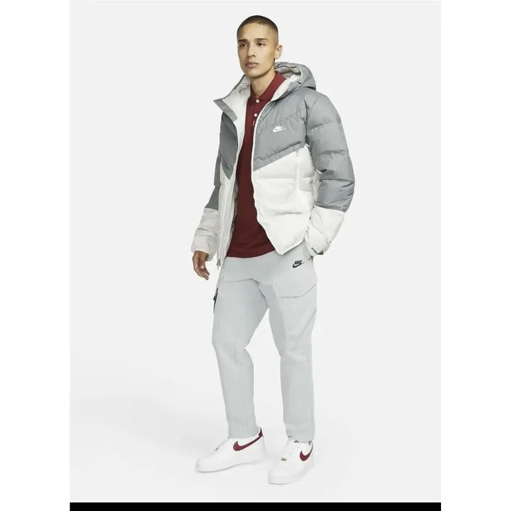 Nike clothing - Nike Sportswear Storm-Fit Windrunner Down-Fill Jac - Smoke Grey/Light Bone/Sail/Sail (UPC: 195239062469) 10