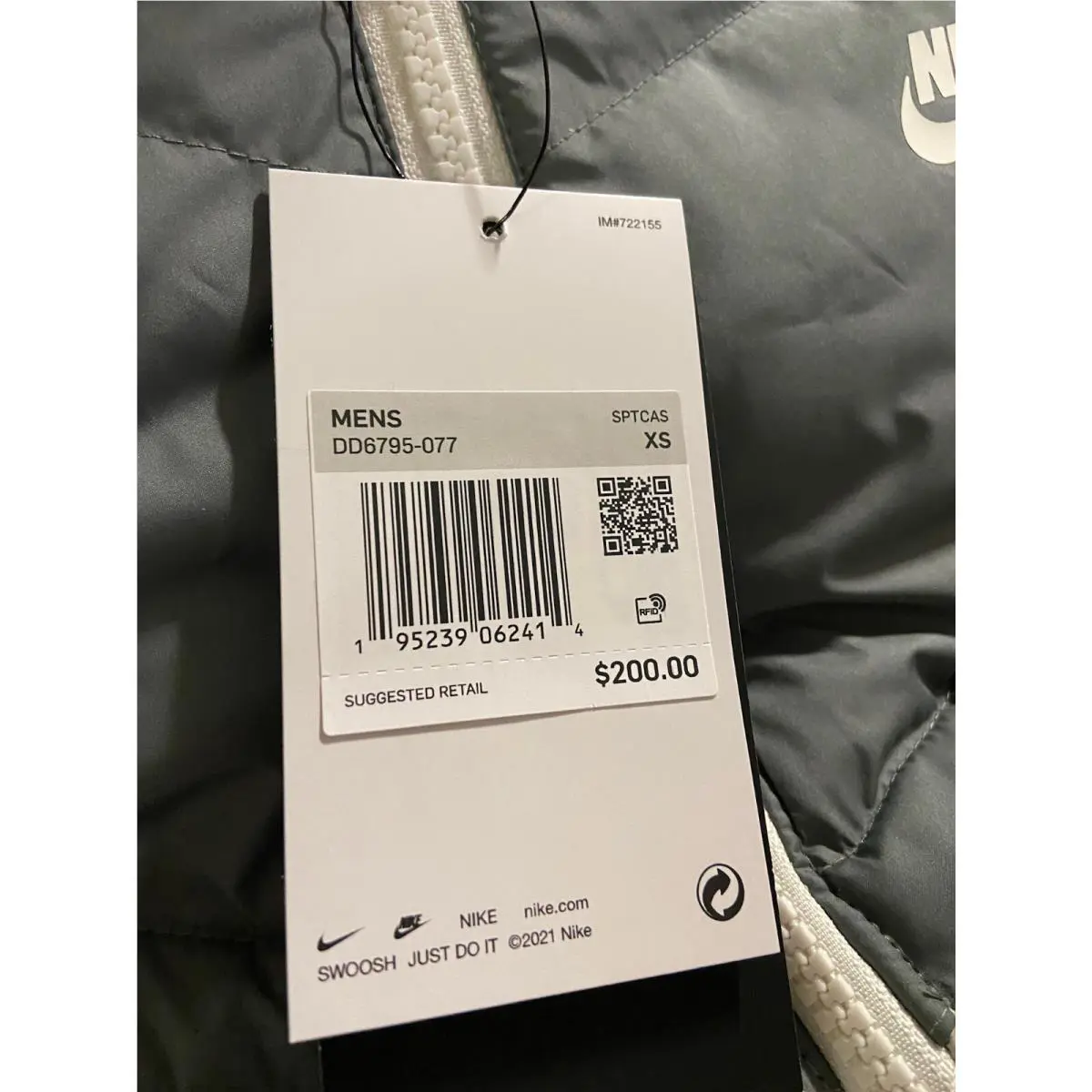 Nike clothing - Nike Sportswear Storm-Fit Windrunner Down-Fill Jac - Smoke Grey/Light Bone/Sail/Sail (UPC: 195239062469) 12