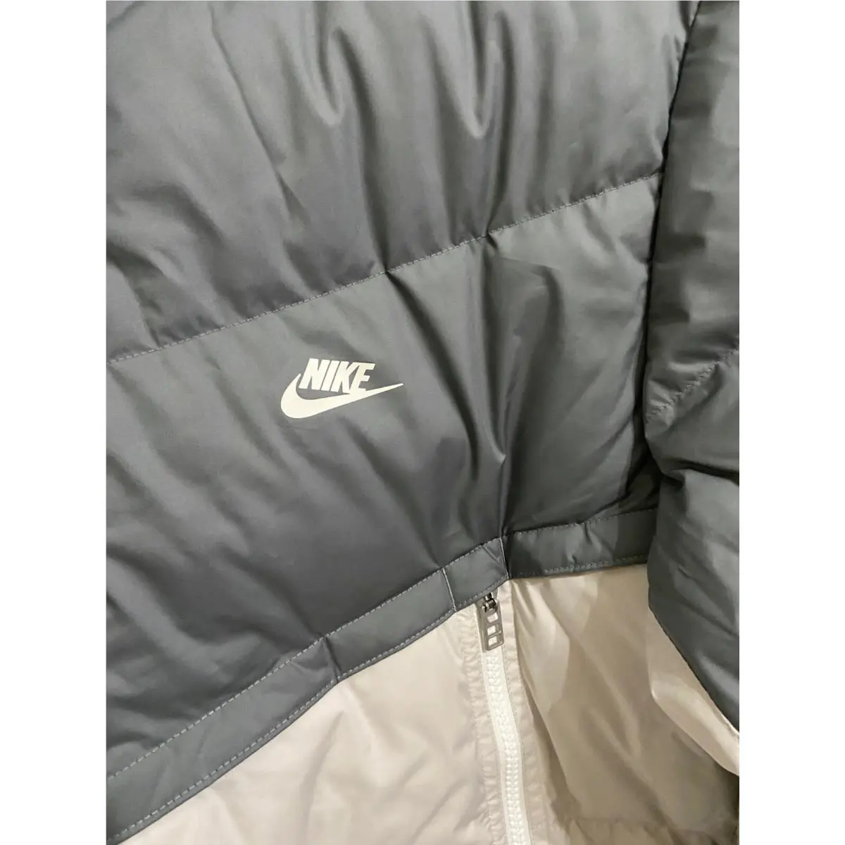 Nike clothing - Nike Sportswear Storm-Fit Windrunner Down-Fill Jac - Smoke Grey/Light Bone/Sail/Sail (UPC: 195239062469) 2