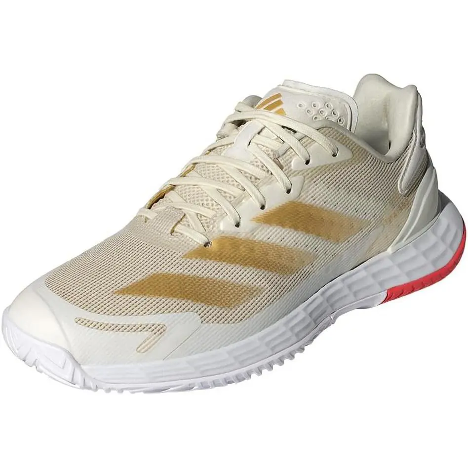 Adidas Women`s Defiant Speed 2 Tennis Shoes Sneaker - Off-white/Gold Metallic/Bright Red