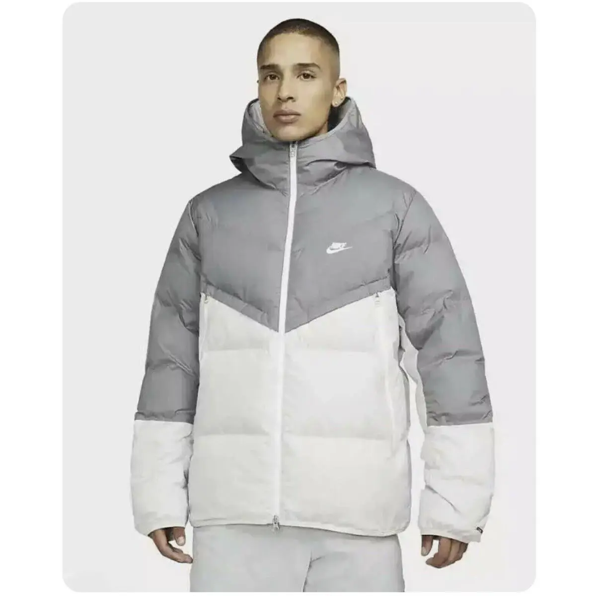 Nike clothing - Nike Sportswear Storm-Fit Windrunner Down-Fill Jac - Smoke Grey/Light Bone/Sail/Sail (UPC: 195239062469) 6