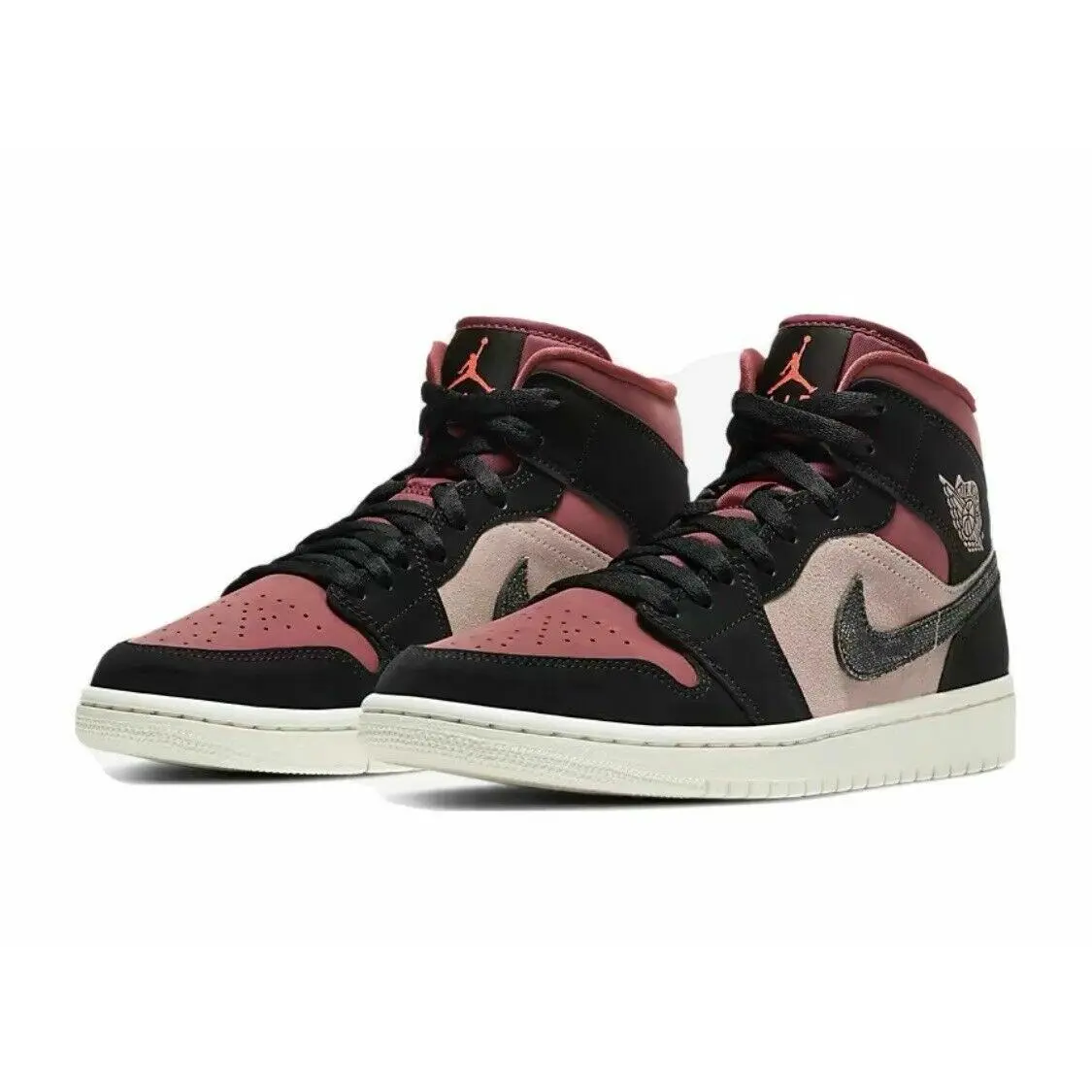 Nike Air Jordan 1 Mid Women`s Sz 10.5 Particle Beige/black BQ6472-202 - Black