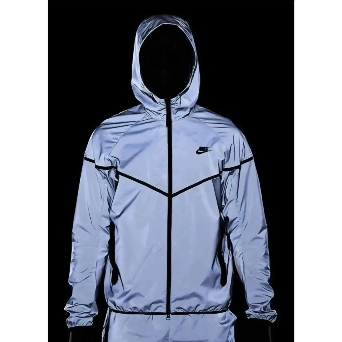 Mens Size XL Nike Tech Woven Flash Jacket Reflective Silver Black FZ7585 035