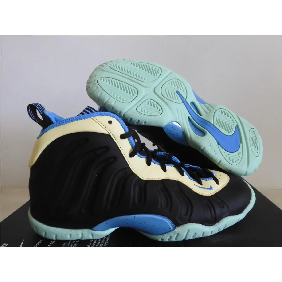 Nike Little Posite One Foamposite Gs Black-university Blue Sz 3.5Y DH6490-001
