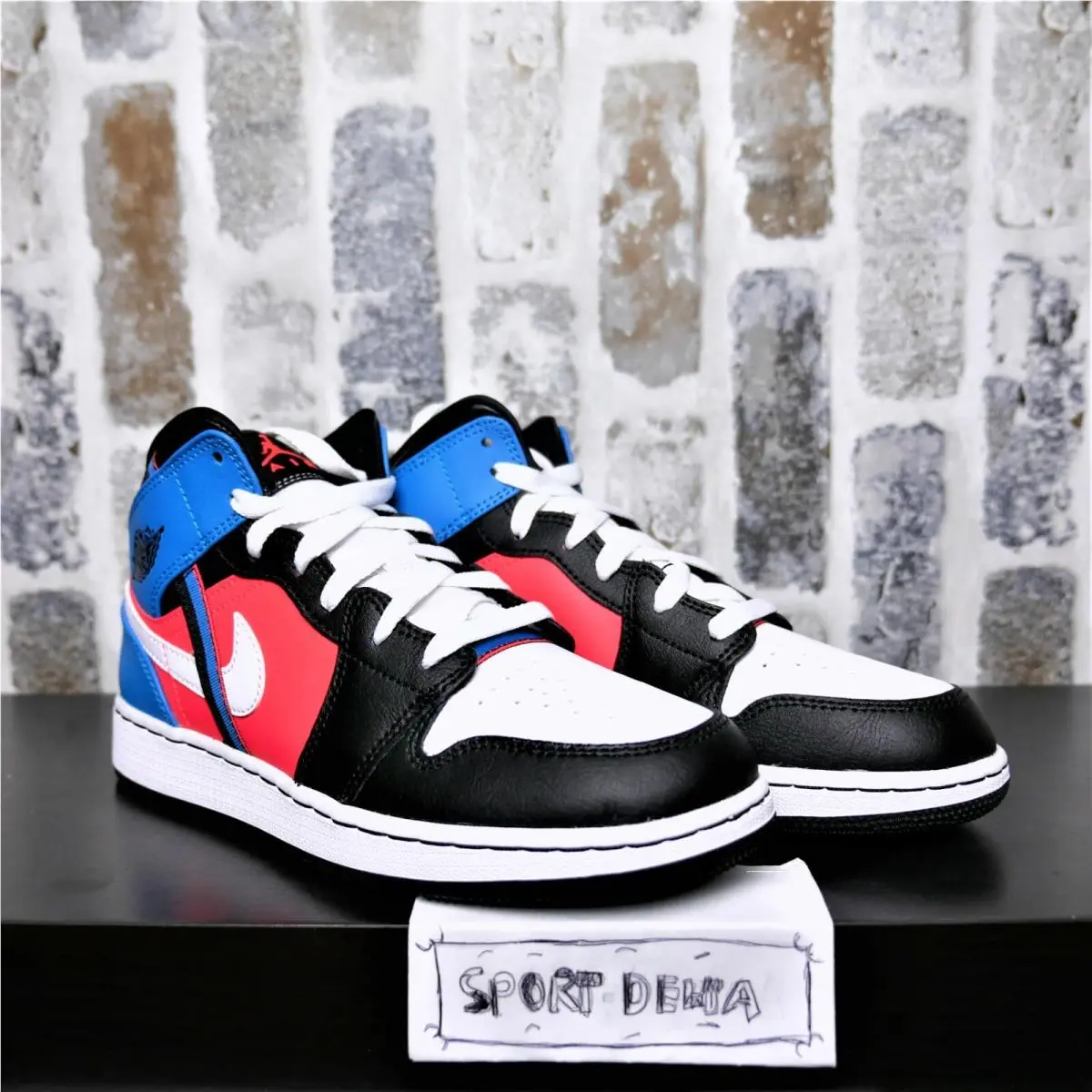 Nike Air Jordan 1 Mid Tri Color Ribbons CV4891-001 GS sz 6Y