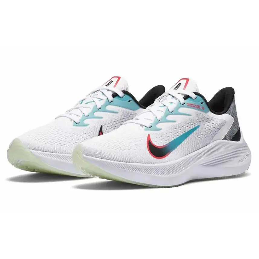 Nike Mens Zoom Winflo 7 Running Shoes White/black/flash Crimson Size 9.5 - White