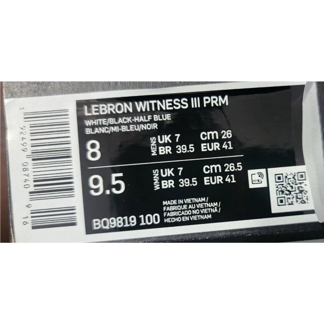 Nike shoes - Nike LeBron Witness 3 - LeBron Witness - BQ9819-100 - White (UPC: 0192499087409) 0