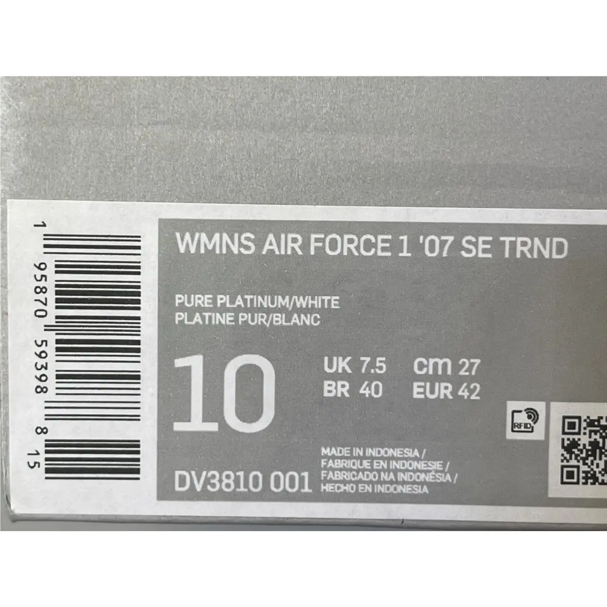 Nike shoes - Nike Air Force 1 - Air Force - DV3810-001 - Pure Platinum (UPC: 0195870593988) 6