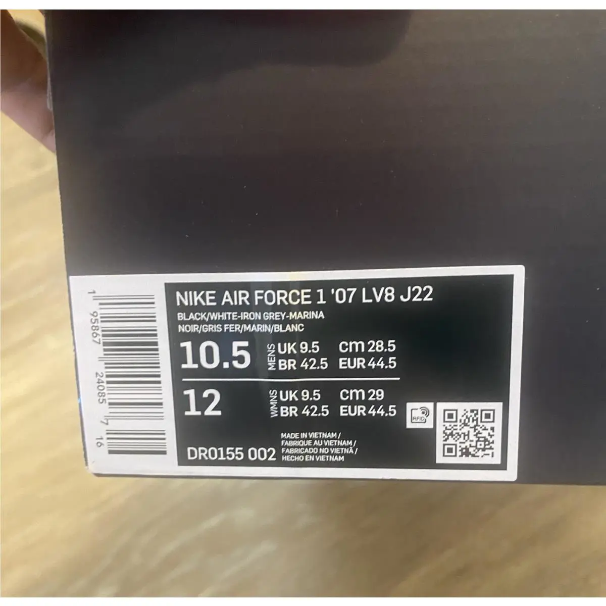Nike shoes - Nike Air Force 1 `07 LV8 - DR0155-002 - Black/White/Iron Grey/Marina (UPC: 195867240857) 10